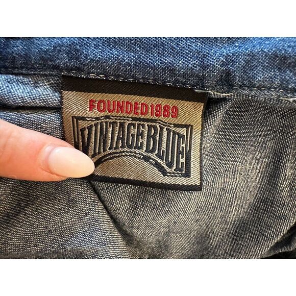 Vintage Blue 100% Cotton Made in USA Denim Maxi Dress Size 4 - Picture 4 of 9